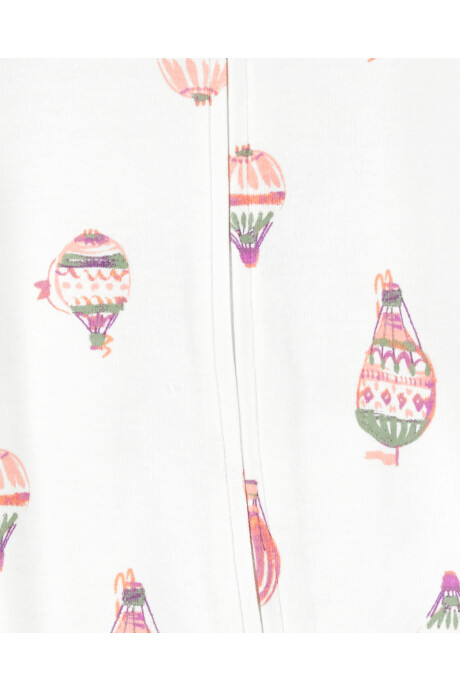 Pijama una pieza de algodón, con pie, diseño globos Sin color