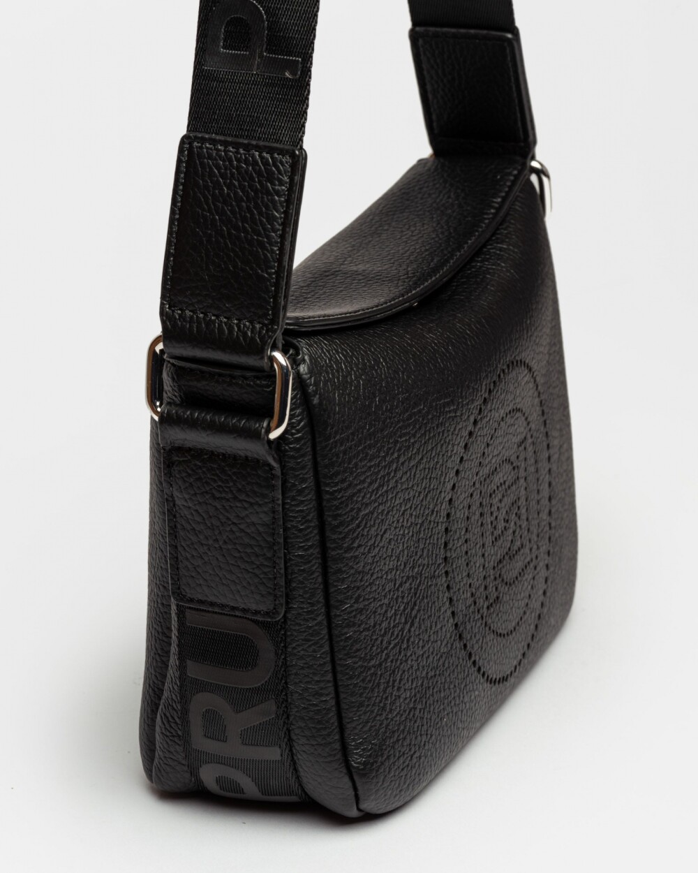 Bandolera Key en efecto cuero graneado Negro