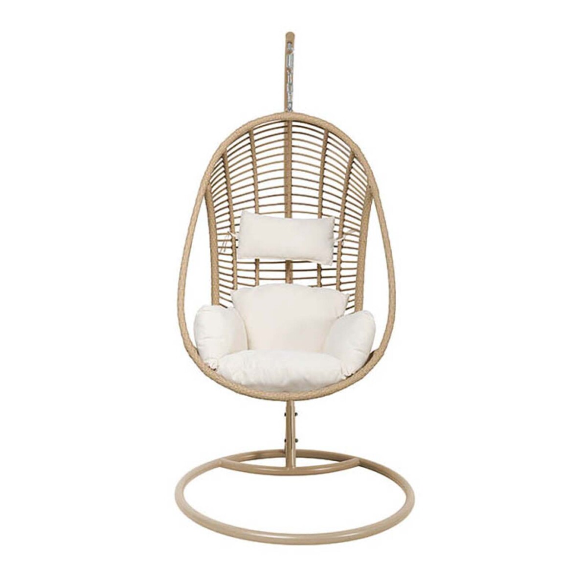 HAMACA COLGANTE ACERO - HIERRO-Y-RATTAN-SINTETICO NATURAL-BEIGE ARRAIAL 