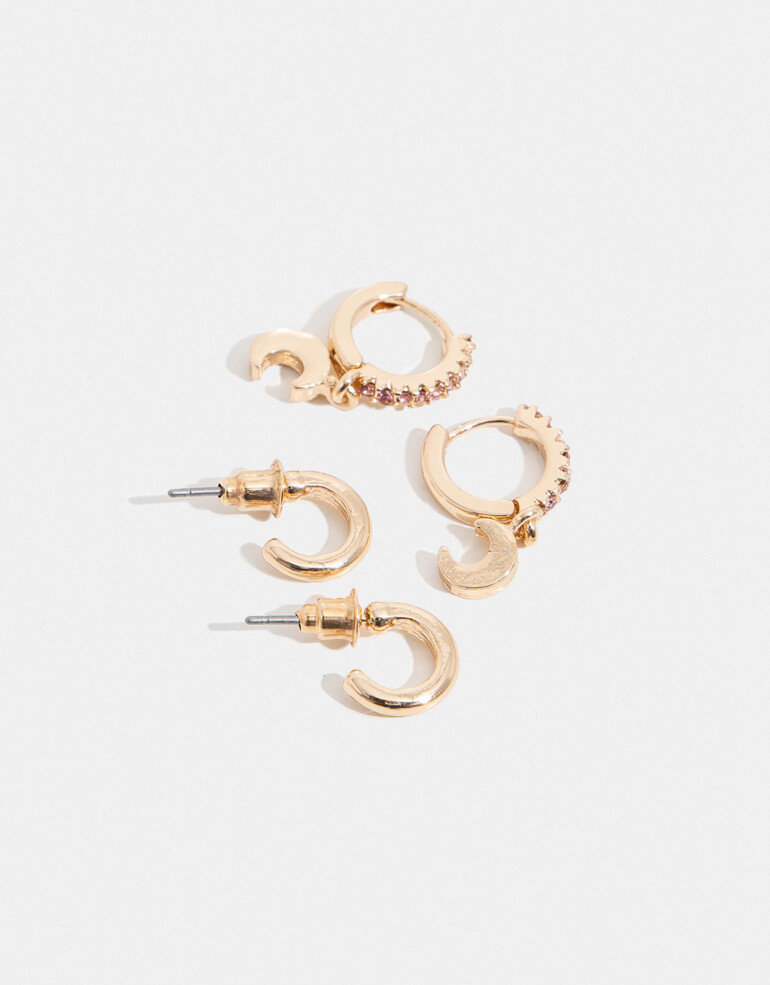 Aros Argollas Set Strass Set De Argollas "dream Big" - Dorado