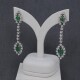 Caravanas Largas En Oro 18K Blanco, Esmeraldas Y Brillantes. Caravanas Largas En Oro 18K Blanco, Esmeraldas Y Brillantes.
