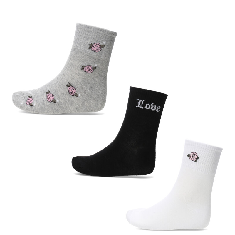 Medias Miss Carol quarter pack x3 white Blanco - Negro
