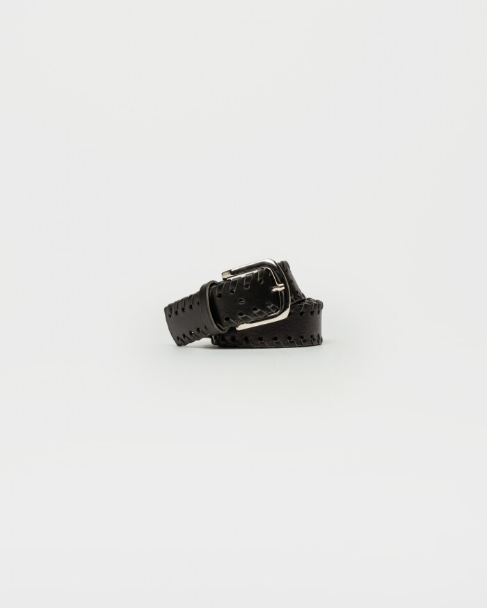 Cinturon Braided En Cuero Vegetal Negro