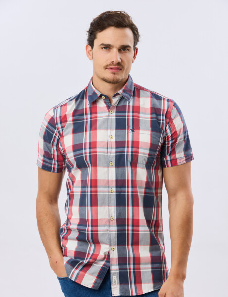 CAMISA MANGA CORTA CUADROS Rojo