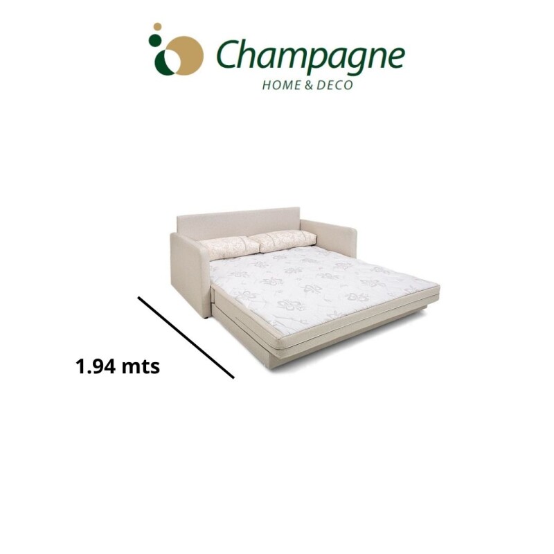 SOFA CAMA 146 MTS - PARRILLA EXTENSIBLE - TELA BEIGE - ALMOHADON TRAMADO SOFA CAMA 146 MTS - PARRILLA EXTENSIBLE - TELA BEIGE - ALMOHADON TRAMADO