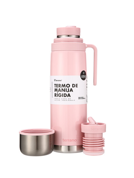 Termo 1Lt. Premium Manija Rigida Metalizado Rosado