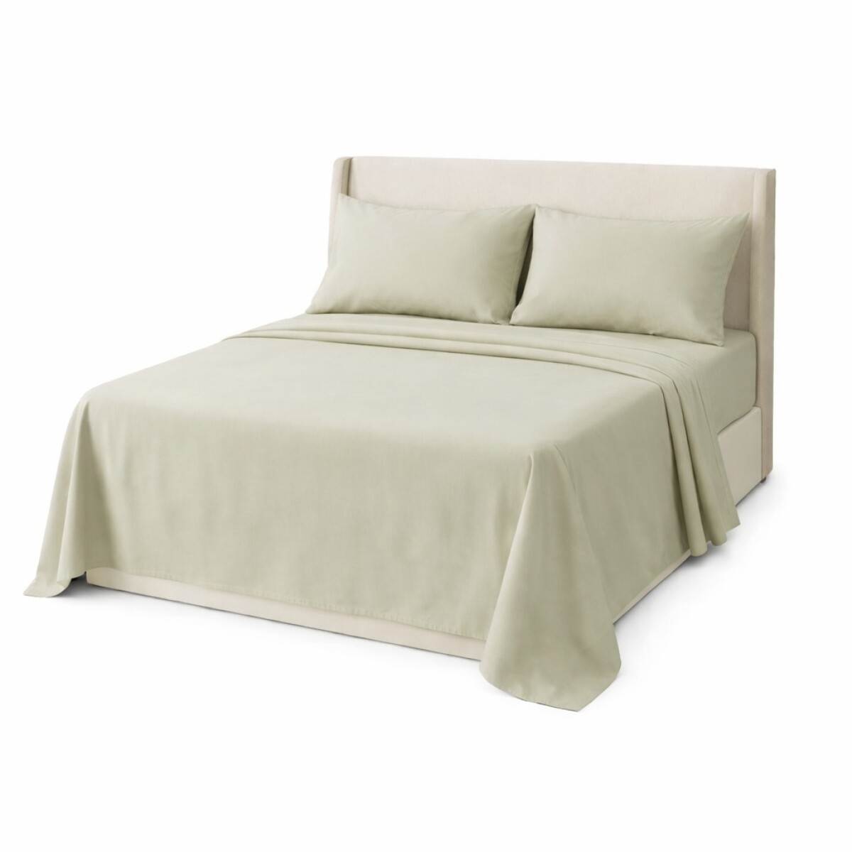 Sábanas 2 Plazas Juego 4 Piezas C/ Funda Almohadas Polyester Marron Kaki 