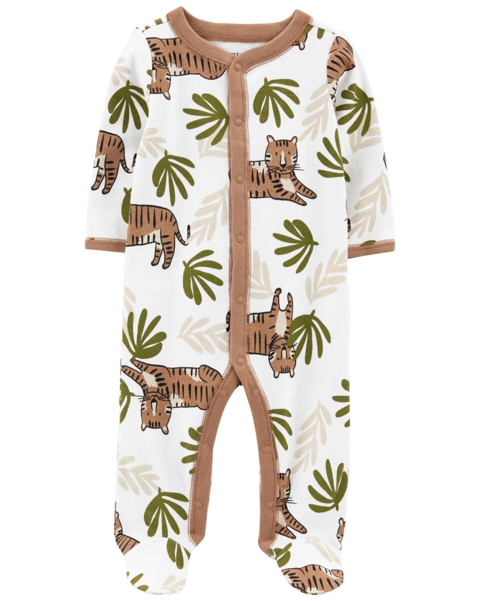 Pijama una pieza de algodón con pie diseño tigres 