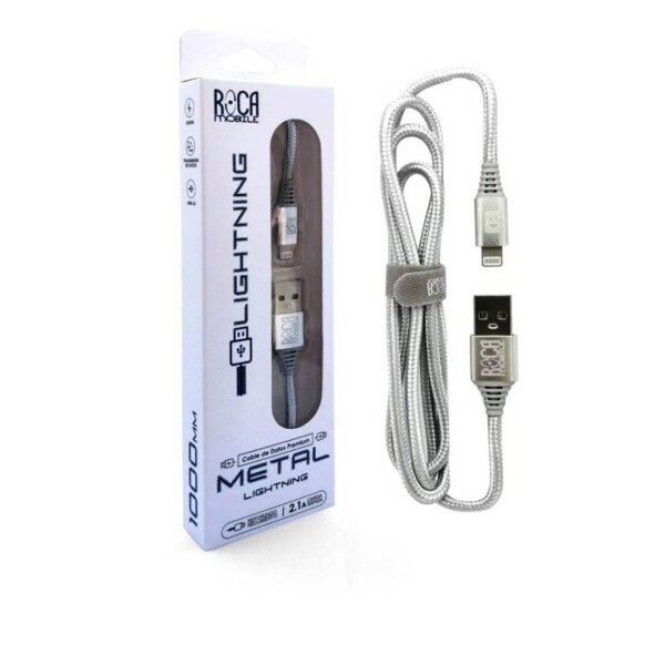 CABLE DE DATOS "ROCA" LIGHTNING IPHONE REFORZADO 100 CM CABLE DE DATOS "ROCA" LIGHTNING IPHONE REFORZADO 100 CM