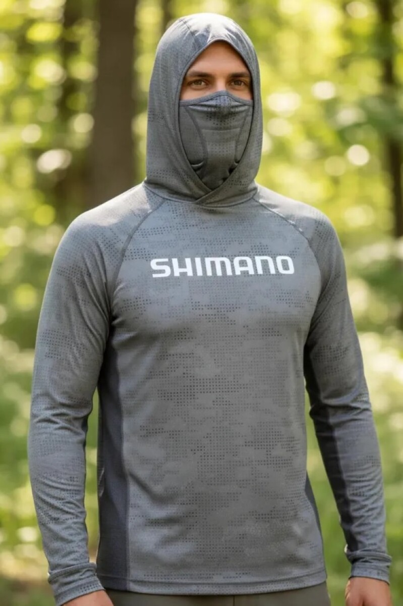 REMERA SHIMANO GRIS M/LARGA Y CAPUCHA SHMHOODGGREY 