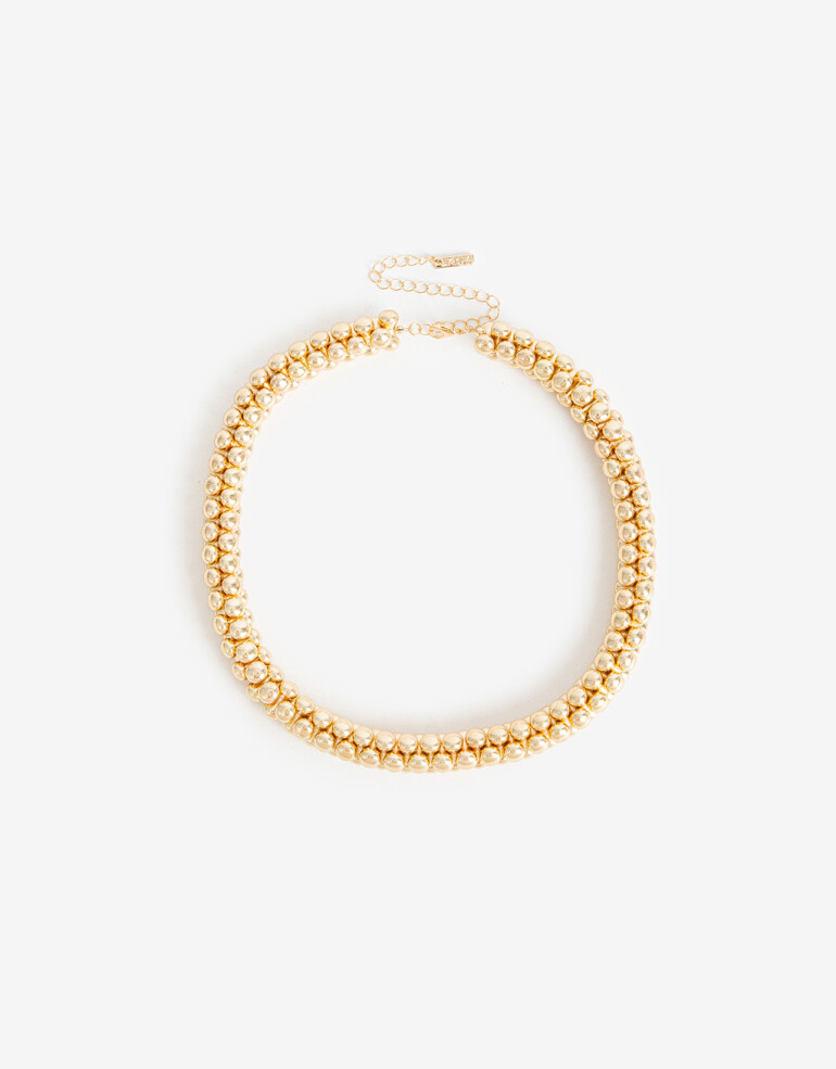 Collares Cortos Metal Collar Corto Bolones Metal - Dorado