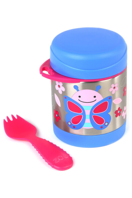 Tupper de acero inoxidable con cubierto diseño mariposa Sin color