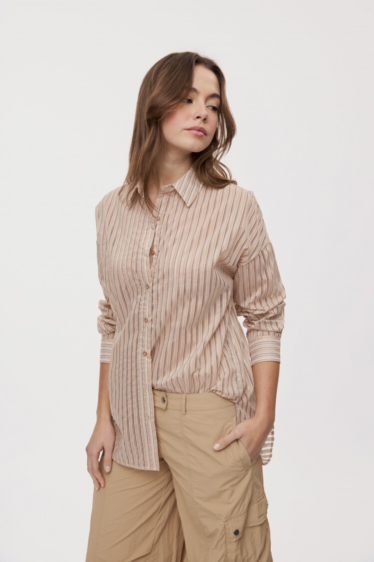 CAMISA JAZMINA STRIPES Beige