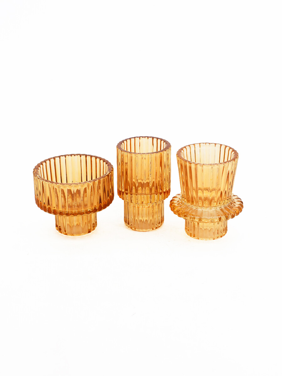 CANDELABRO CARAMEL SET X 3 - MARRON 