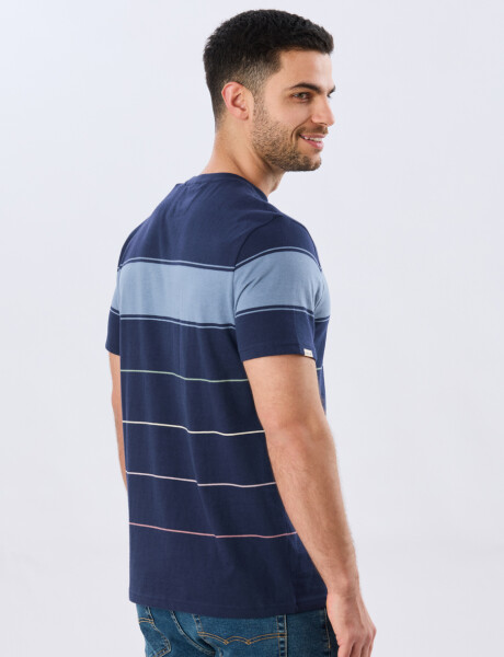 REMERA RAYADA DE ALGODÓN Azul