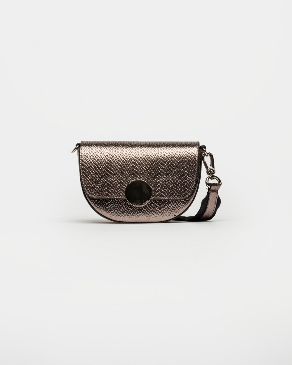 Mini Bag The Circle En Cuero Grabado Snake Metalizado Metalizado