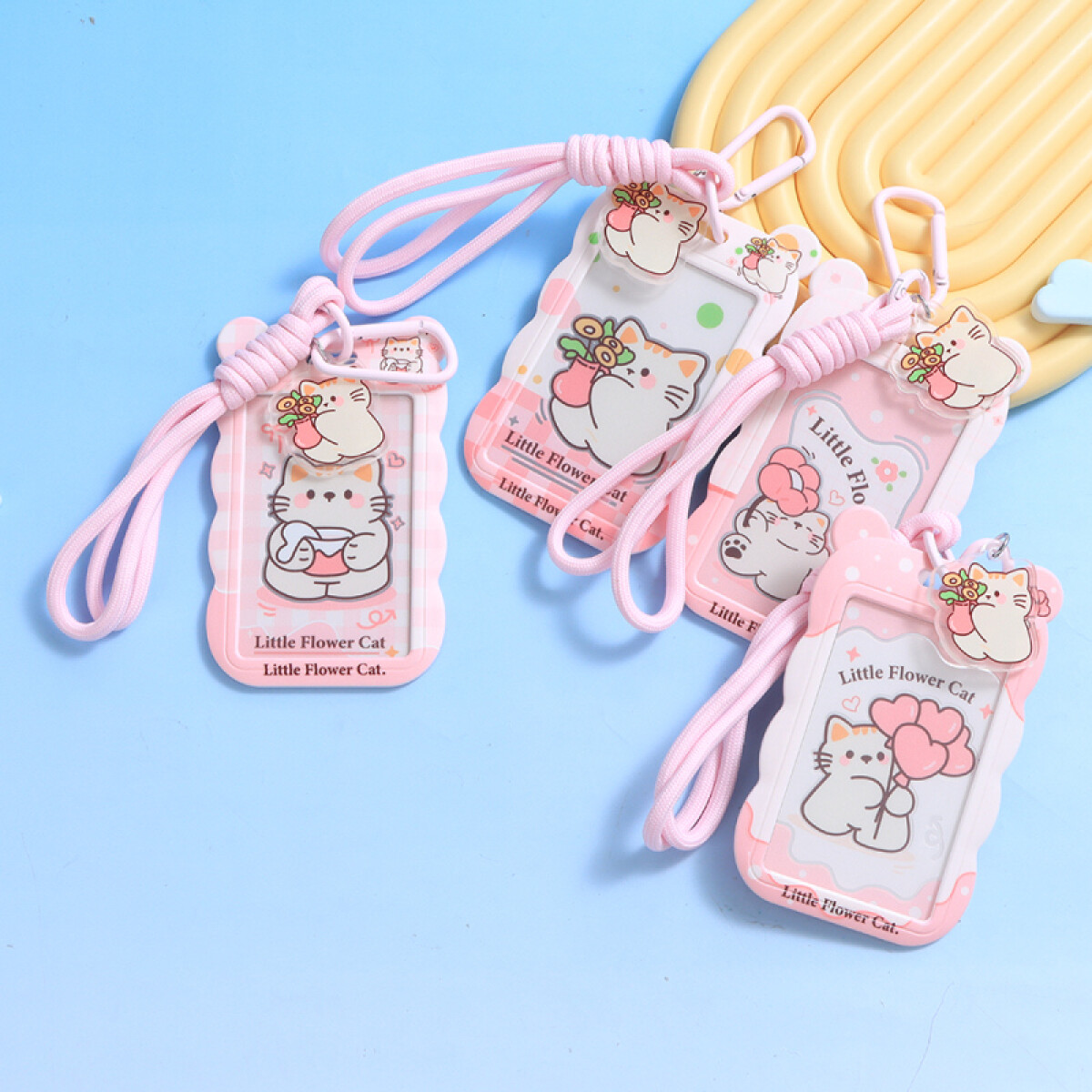 Llavero Porta Tarjeta Con Cordón - Gatito Rosa 