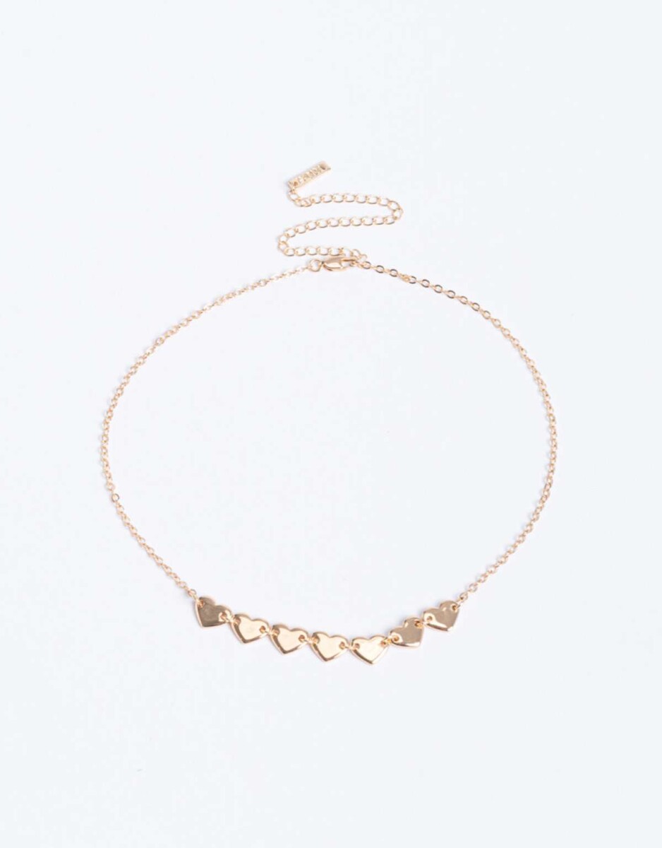 Collar Corto De Corazones Bañado En Oro - Dorado 