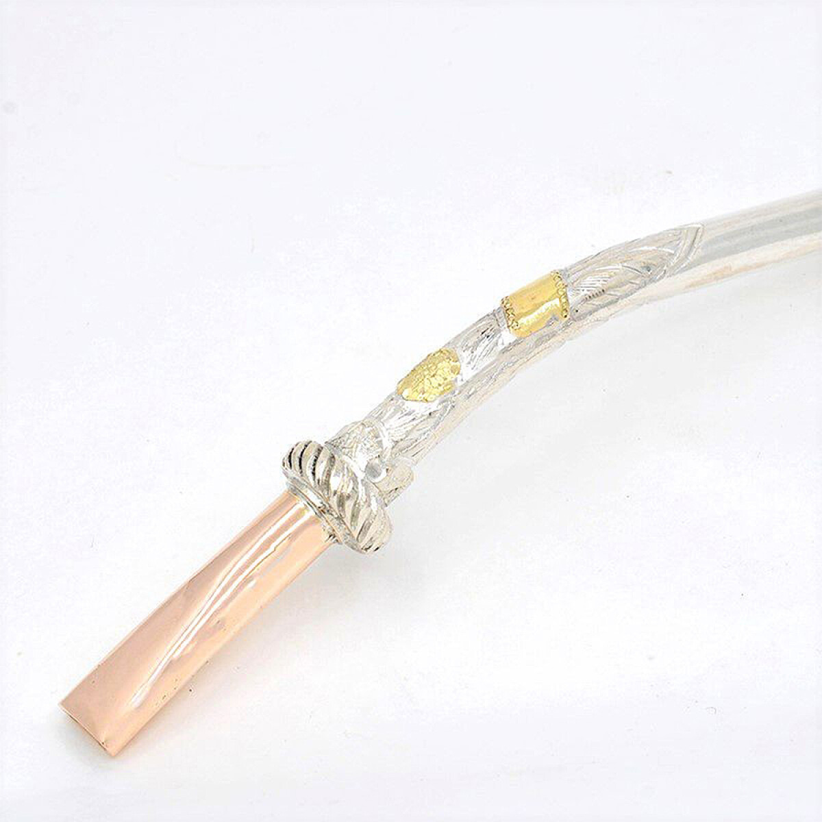 Bombilla en plata y oro gruesa con aplique para grabado 