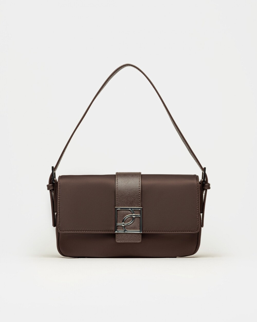 Cartera al hombro Signature en nylon Chocolate