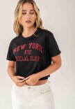 Remera Crop New York Negro