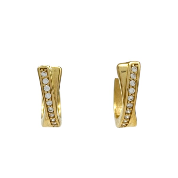 Caravanas Aros Cruzados Zirconia de oro- Oro bajo - Zirconia- CA8152 conpiedra