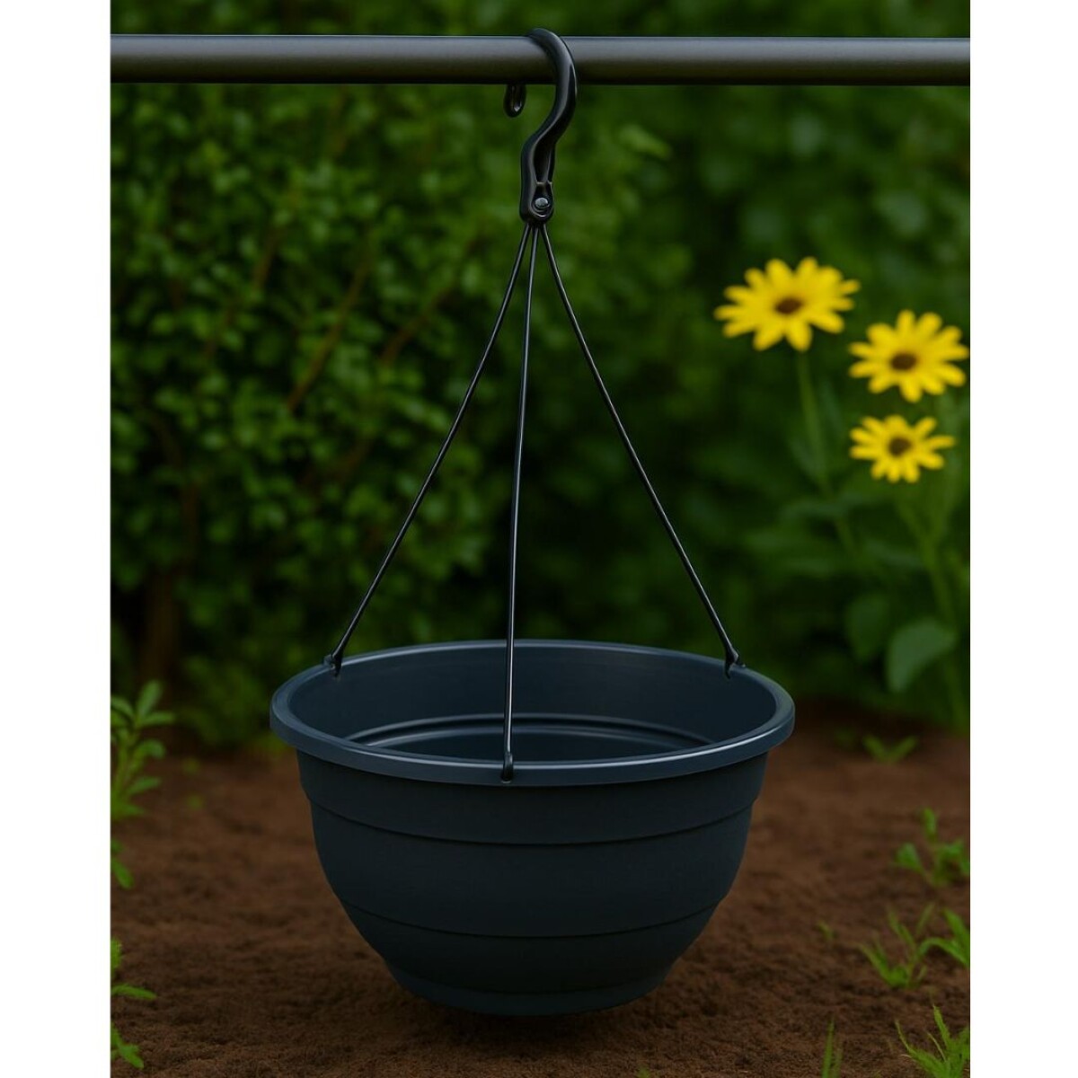 MACETA COLGANTE 22CM NEGRA 