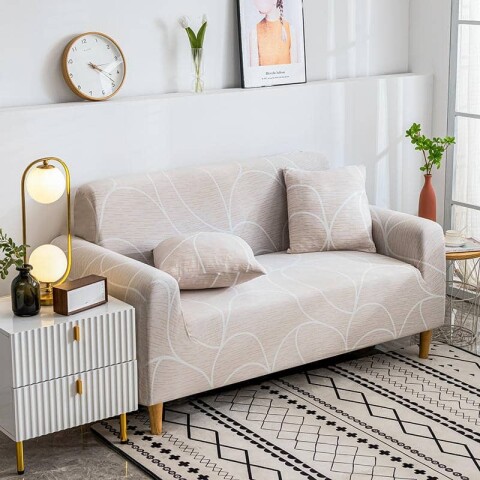Funda sillón 2 cuerpos estampada Beige