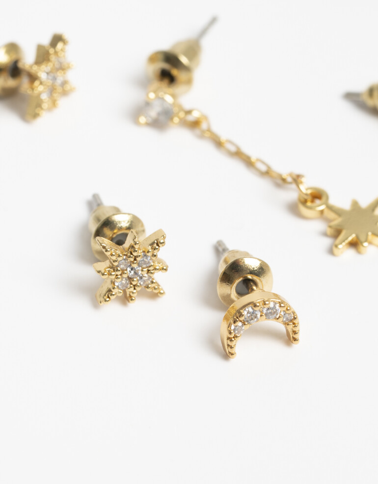 Aros Sets Cubic zirconia Set De Aros Pasantes Mystic Cubic - Dorado