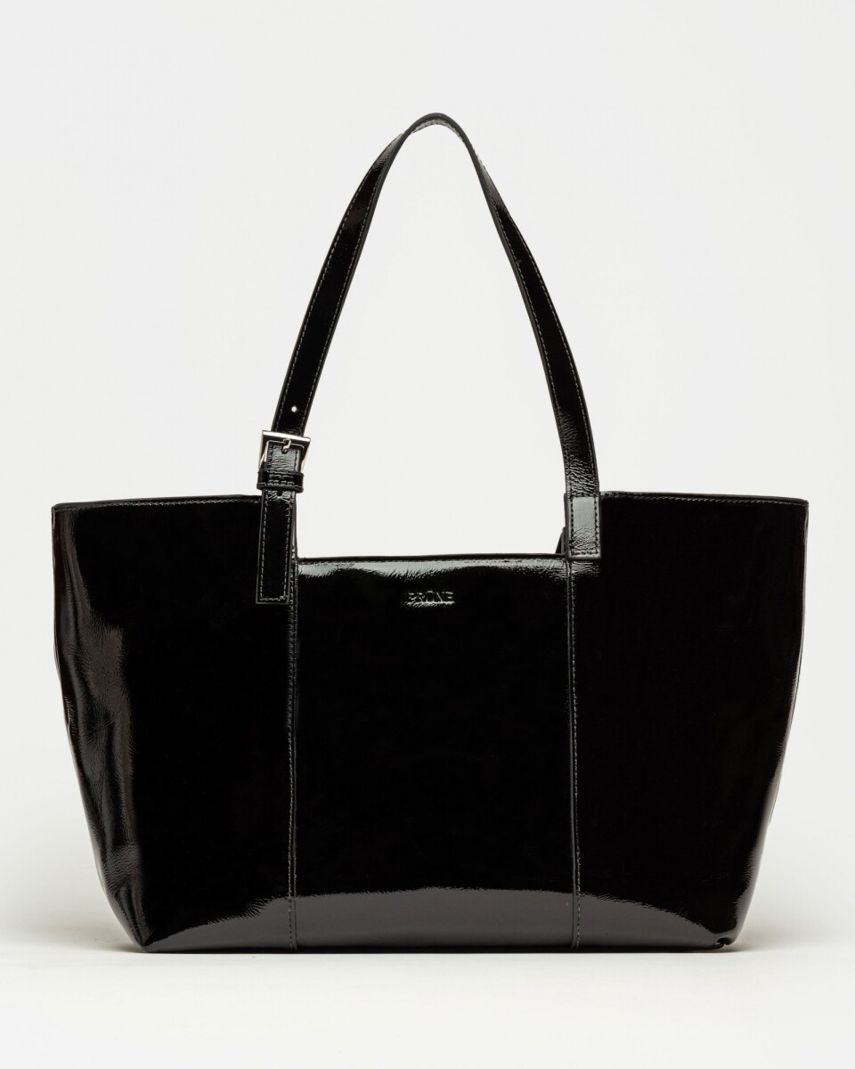 Bolso The Icon en cuero charol arrugado - Negro 