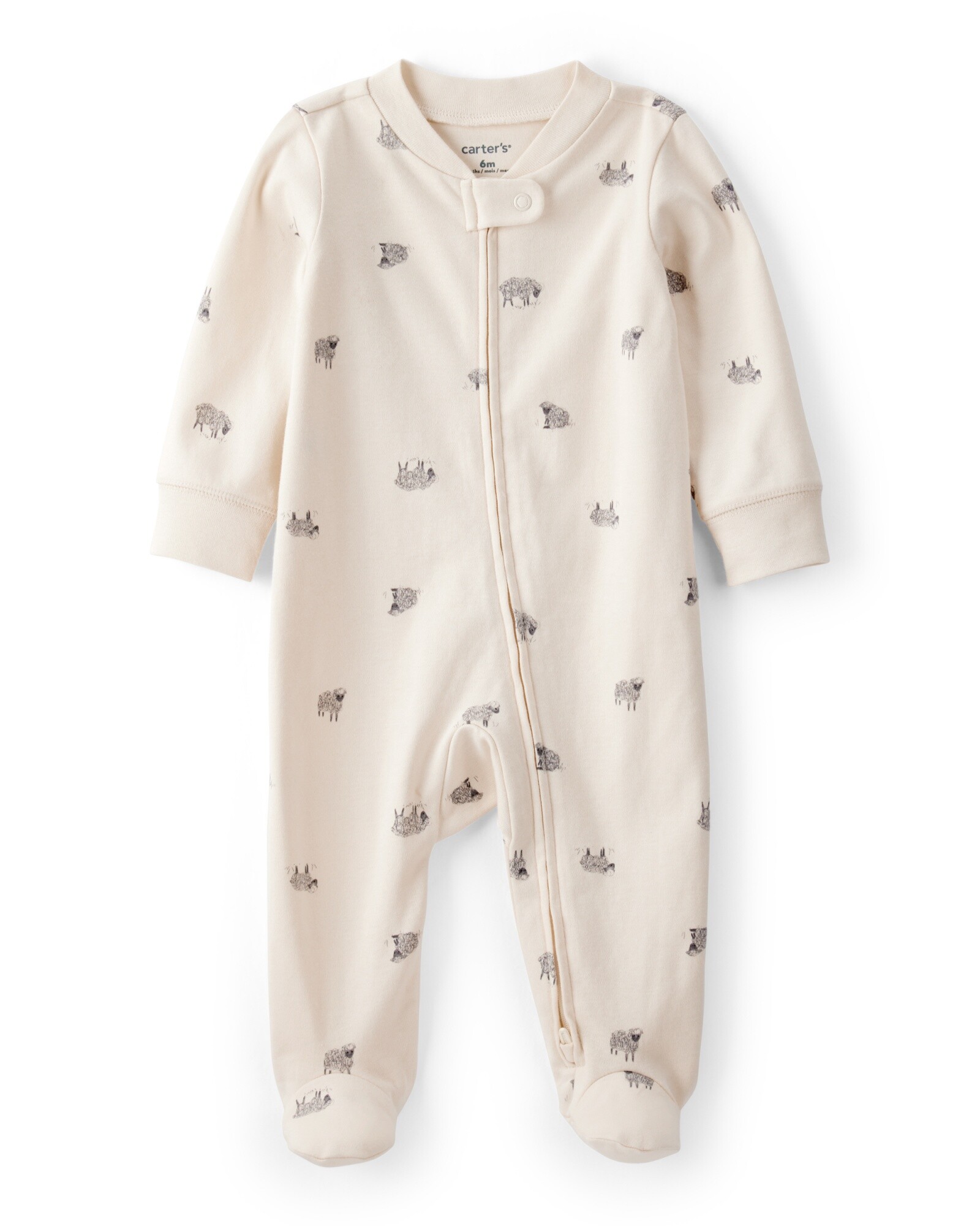 Pijama una pieza de algodón, con pie, diseño ovejas Sin color