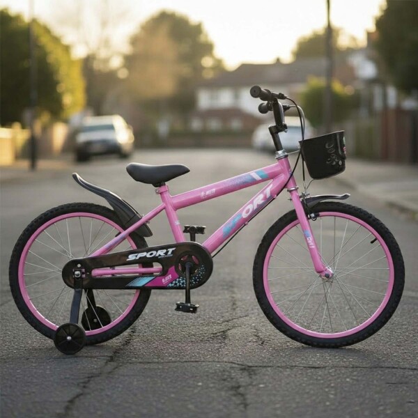Bicicleta Infantil Sport Rod 20 Canasto Guardabarro Rueditas Rosa 1