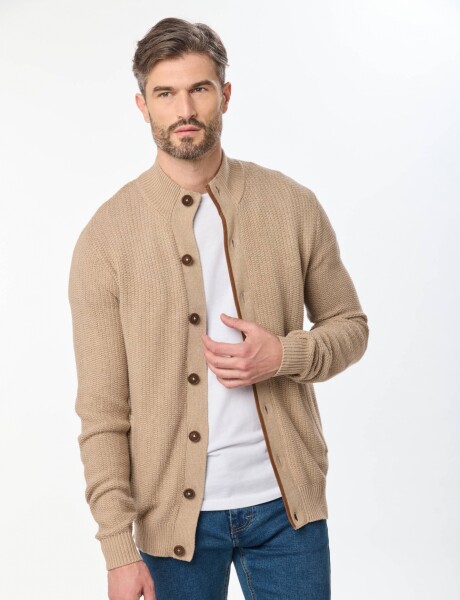 CARDIGAN GRUESO TEJIDO Beige