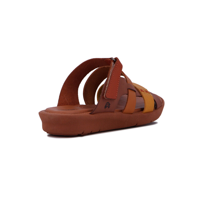 Sandalia Country Mujer Tres Tiras Dorado-multicolor