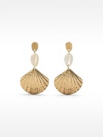 Pendientes Largos Con Conchas blanco