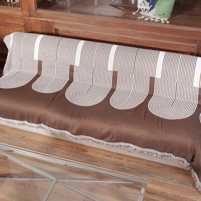 Manta para sillón y cama con diseños semicírculo marrón 180 x 230 cm