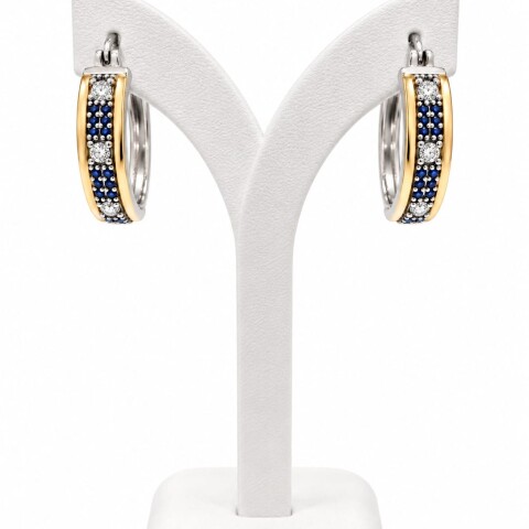 Aros con zirconias azul y blancas Aros con zirconias azul y blancas