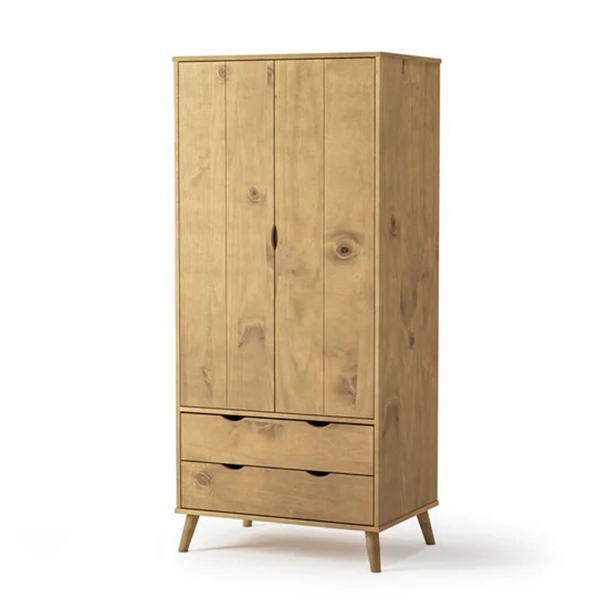 ROPERO 2 PUERTAS 2 CAJONES GUARDARROPA ARMARIO PLACARD CLOSET EN MADERA MACIZA - MADERA 