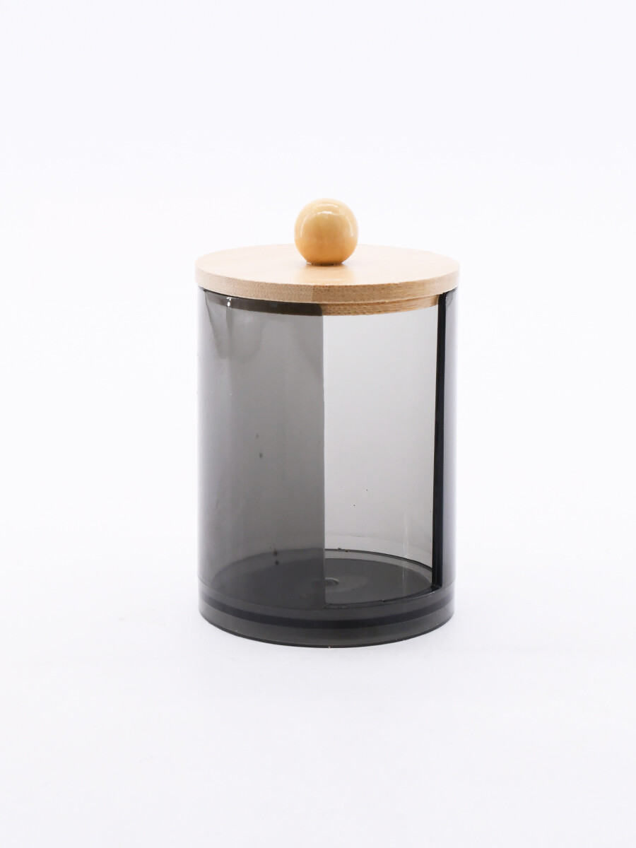 ORGANIZADOR DE ALGODÓN CON TAPA BAMBU - GRIS 