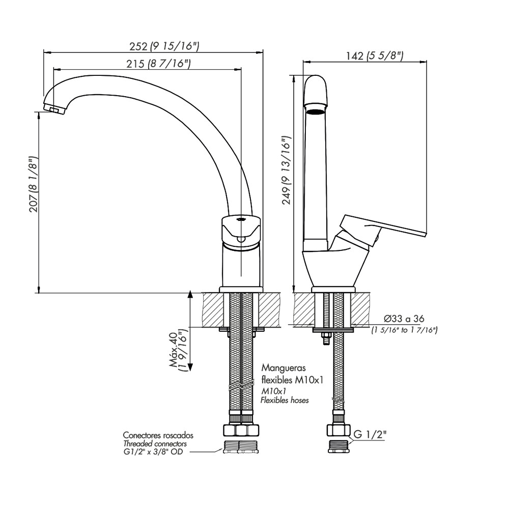 GRIFERÍA DE MESADA MONOCOMANDO LÍNEA COMPACTA Grifería De Mesada Monocomando Línea Compacta