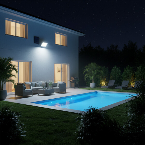 Foco Led Reflector Solar Recargable 20w Sensor Control Variante Fría