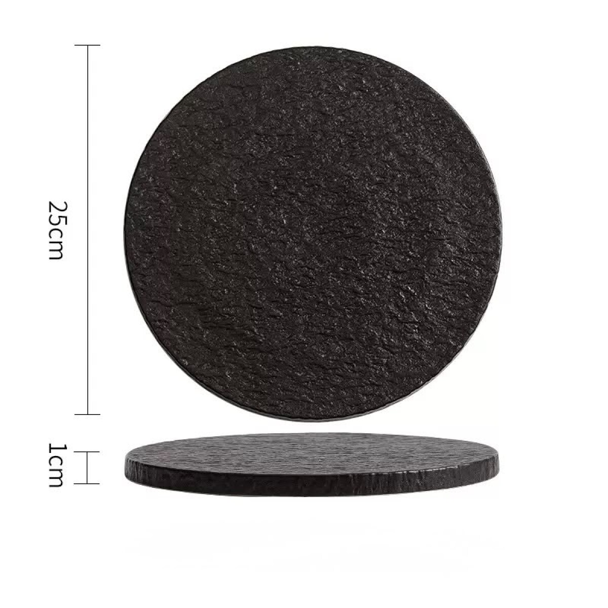 Fuente de Presentación Cerámica Negra - Línea Black Stone – Ø25 x 1 cm 