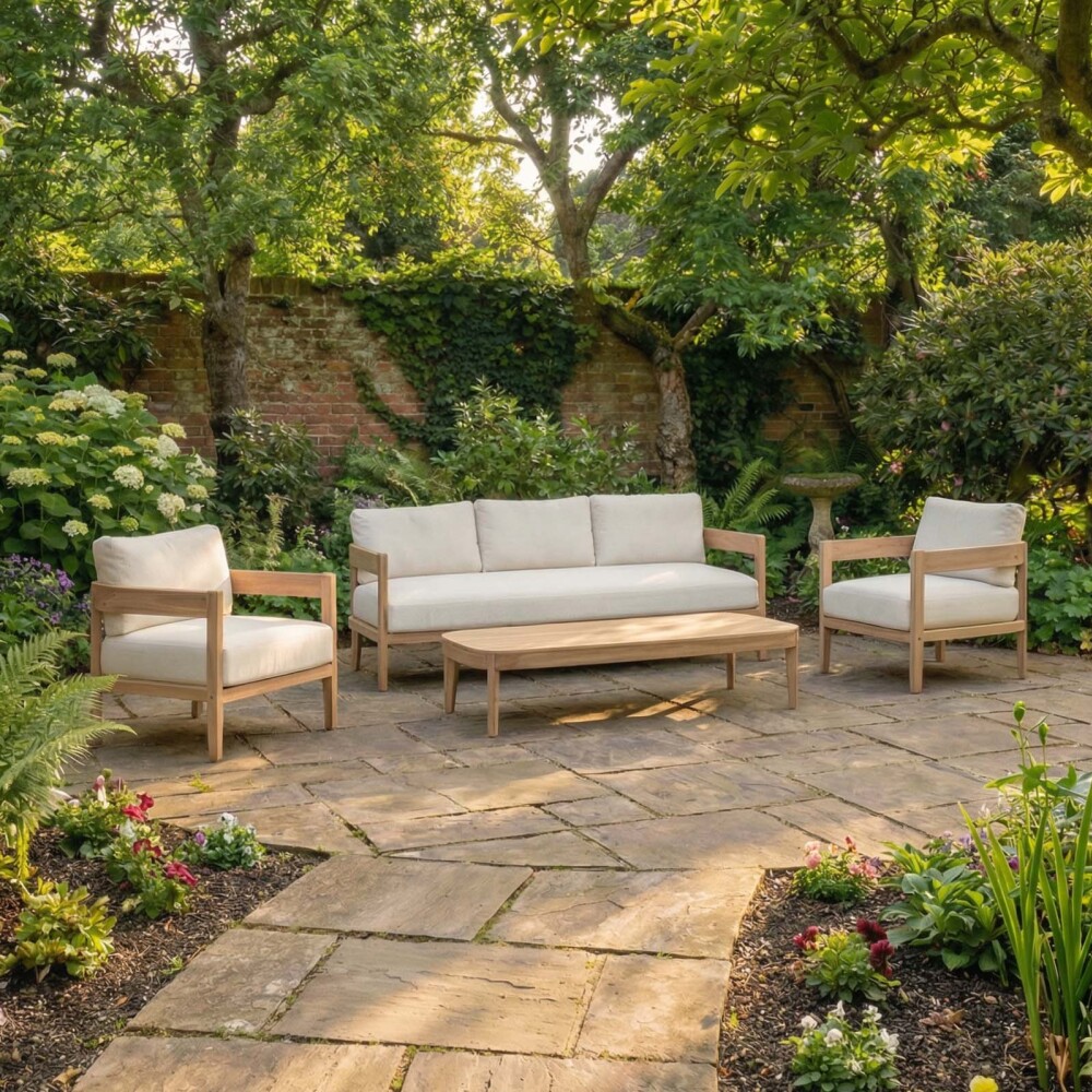 SET DE LIVING MADERA-ACACIA NATURAL-BEIGE CRUZ
