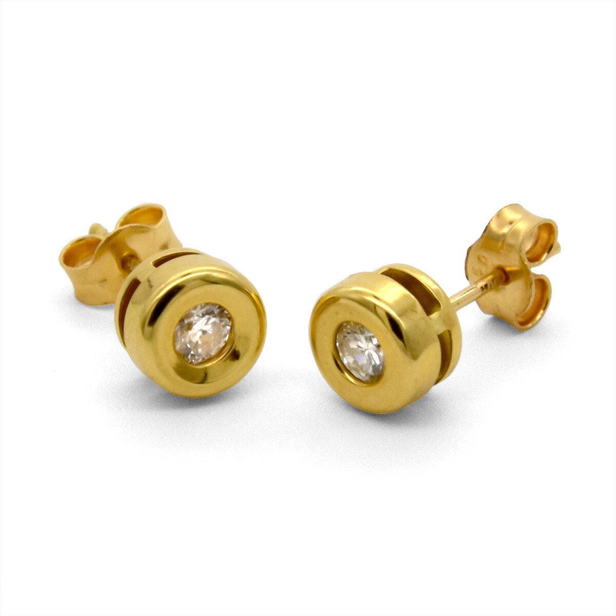 Par de caravanas de oro 18 ktes con brillantes, PUNTO DE LUZ. 