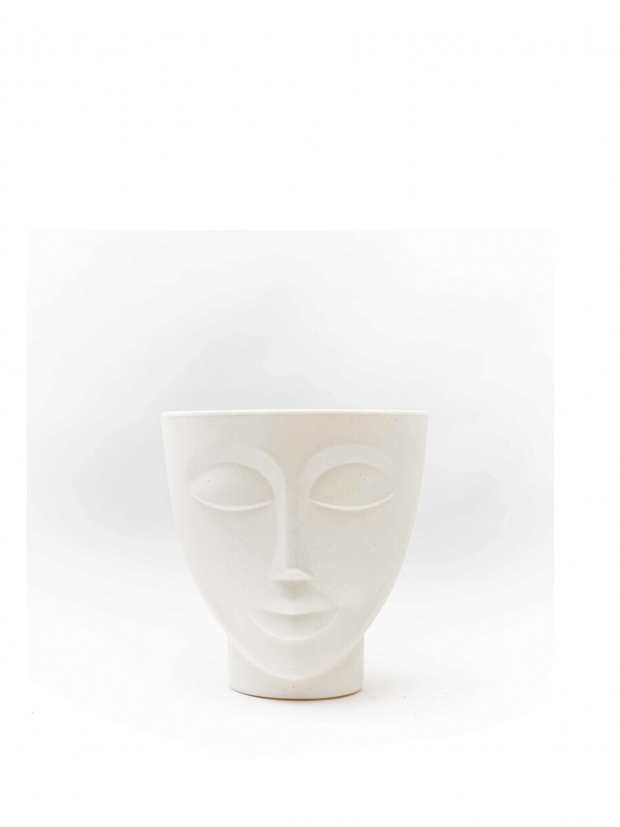 MACETA FACE MUJER CON SUCULENTAS BLANCO