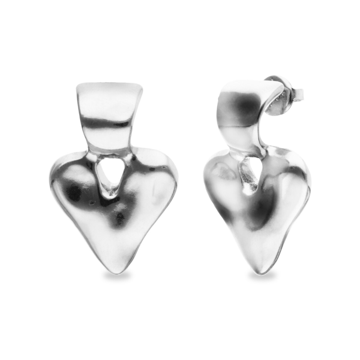 PENDIENTES DE CORAZÓN DE ALEACIÓN DE METALES BAÑADOS EN PLATA DE LEY - Pendiente 