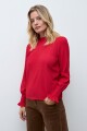 Blusa romántica puño punto smock rojo