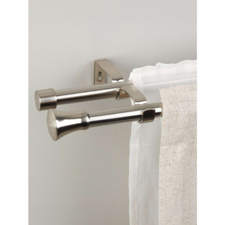 Barra cortina doble CONE 200-340cm acero Plateado