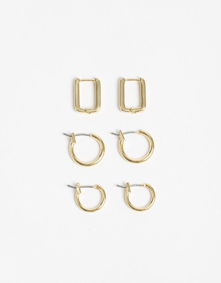 Aros Argollas Set Metal Argolla Set Metal Delicado - Dorado