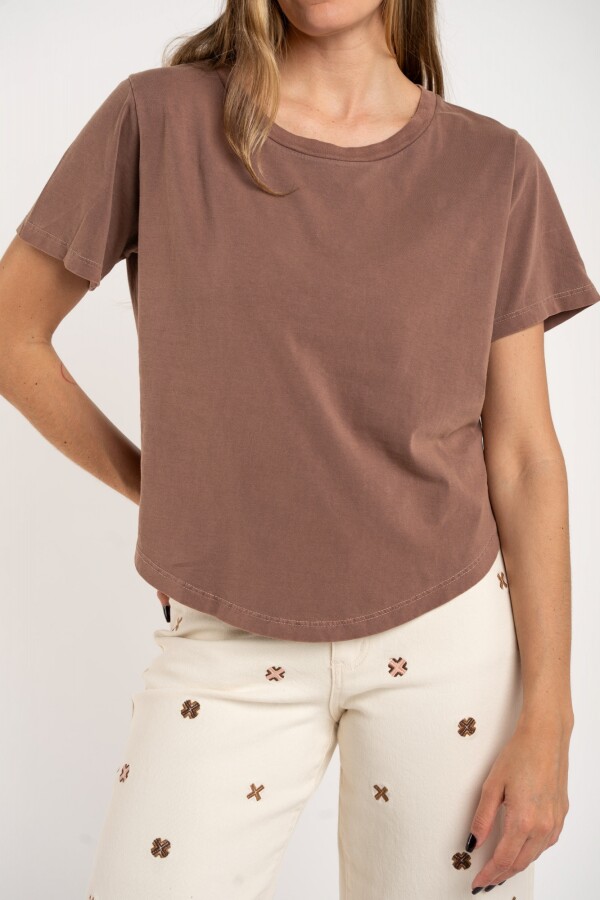 Remera Algodon Lavado Marron